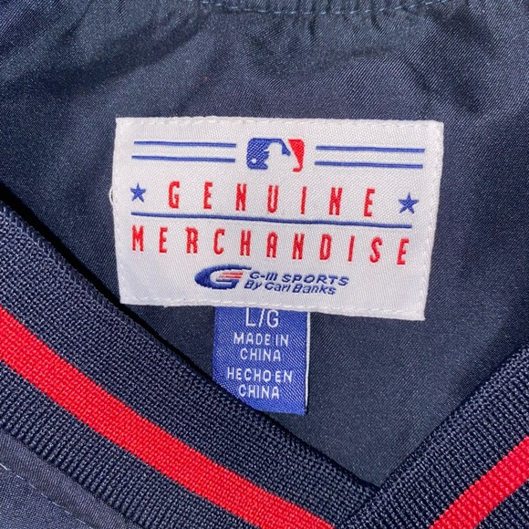 Vintage Genuine Merch Boston Red Sox Bomber Jacket Carl Banks V Neck Blue L - Picture 4 of 8